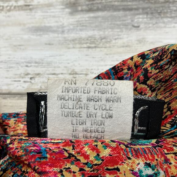 VTG Shirt Sz M Abstract Geometric Shimmer Tie Front Button Retro Funky Western - Picture 13 of 13